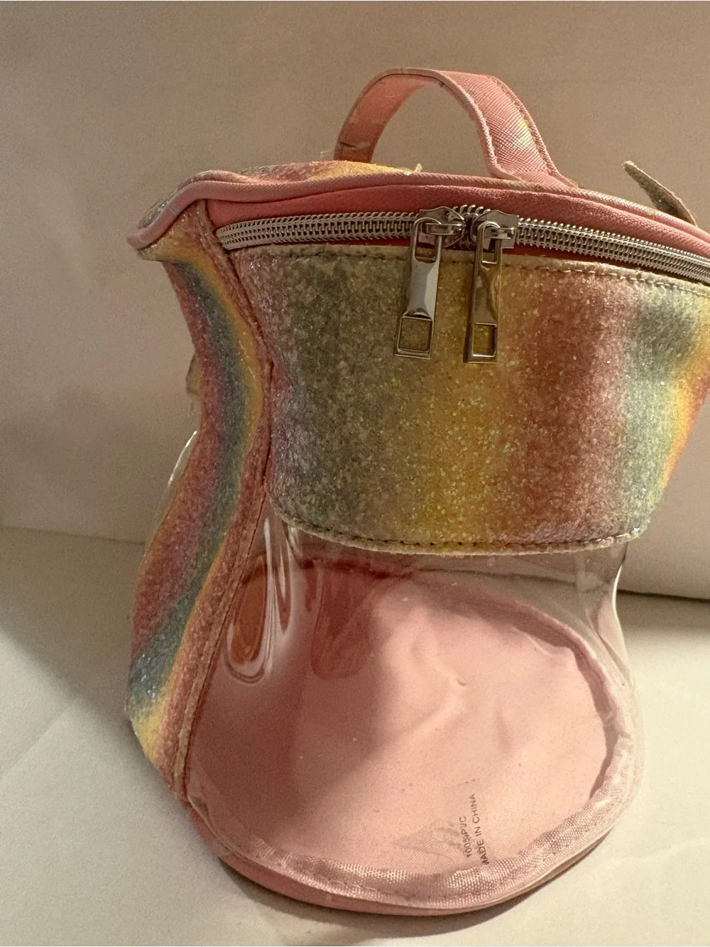 Kids Sparkle Cat Face Clear Carry Bag - Pink